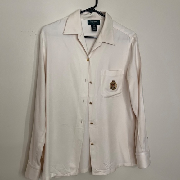 Lauren Ralph Lauren 100% Silk Twill Shirt size PM - Picture 2 of 8